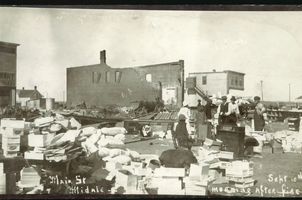 Main Street, Midale, morning after the fire, September 10, 1910