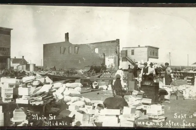 Main Street, Midale, morning after the fire