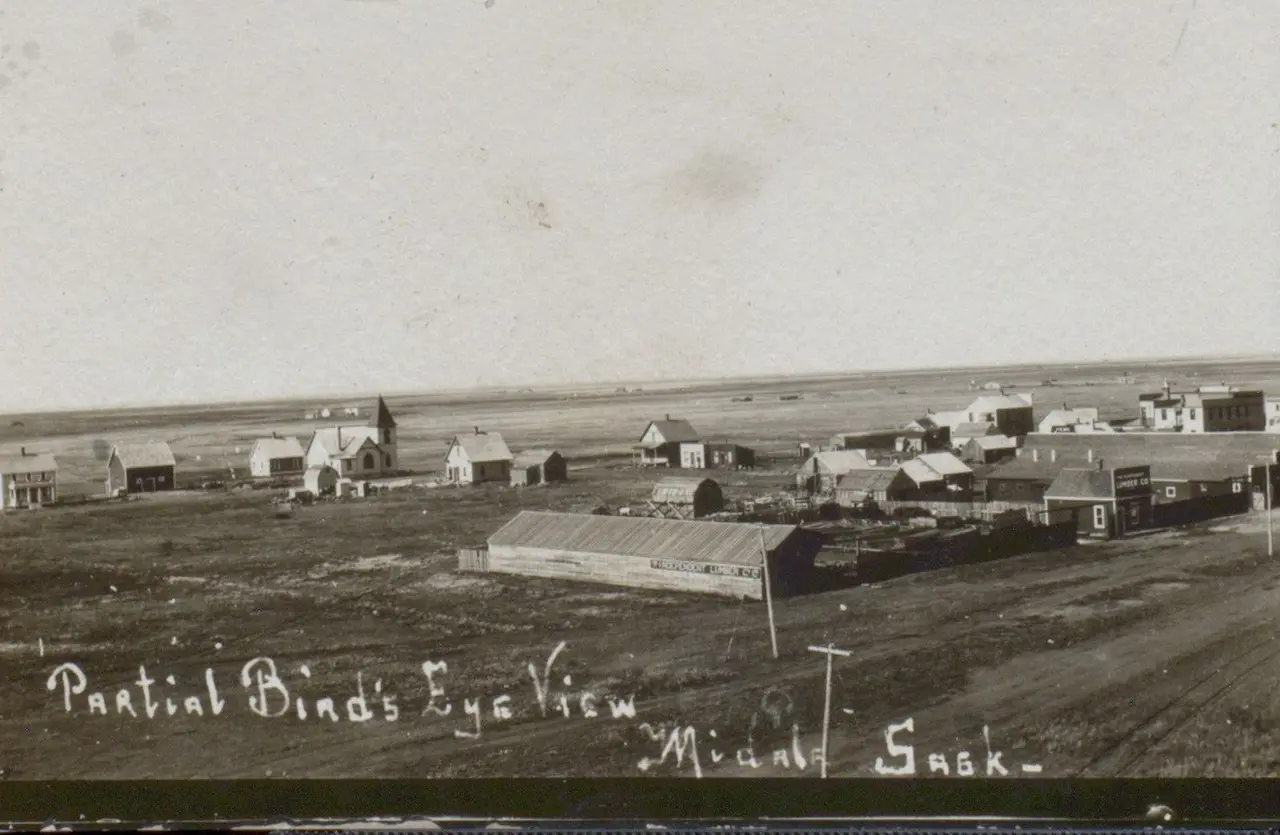 Partial bird's eye view of Midale, about 1910