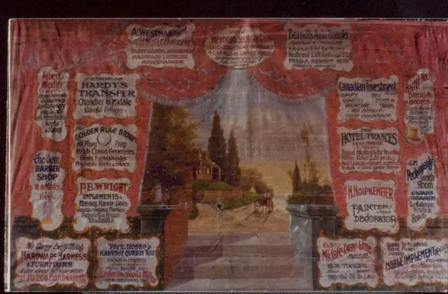 Decorative advertising stage curtain, Midale